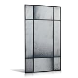 RetroGazes Antique Rectangular Wall Mount Mirror 43.3x27.5 Inches | Decorative Vintage Black Framed Mirror for Bedroom, Living Room