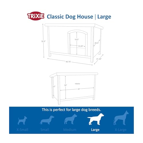 TRIXIE wetterfestes und aufklappbares Hundehaus 'natura Hundehütte Classic Flachdach, L: 116 × 82 × 79 cm, grau' - 39563