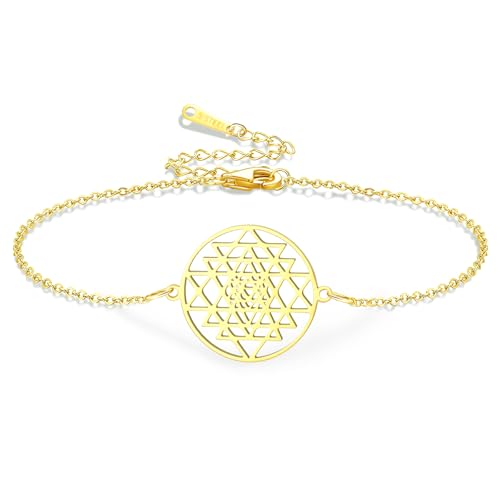VASSAGO Bracelet chakra Sri Yantra pour homme et femme fait à la main réglable en corde tressée Yantra géométrie sacrée symbole hindouisme amulette yoga...