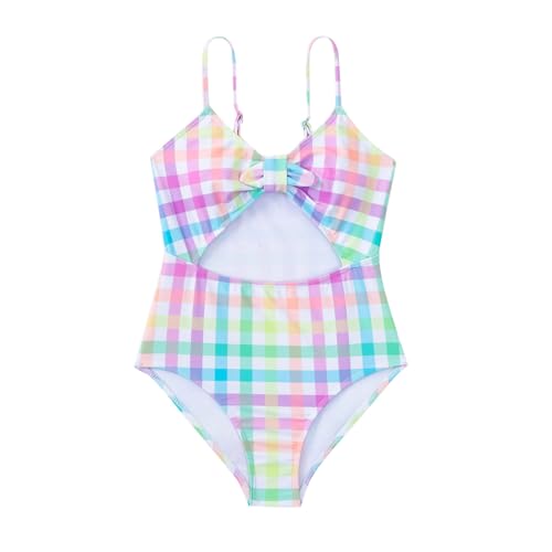 Traje de baño para niñas de 1 pieza de una pieza traje de baño de tela suave de secado rápido lindo cómodo traje de baño para niñas ideal para piscina playa y verano, Azul Ciel-1, 7-8 Años