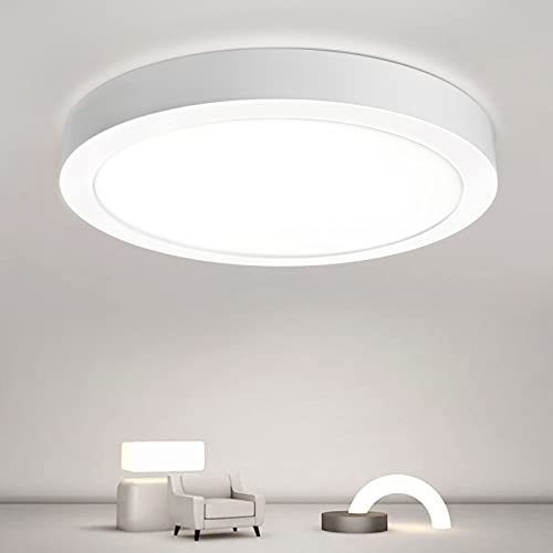 DLLT 18W Flush Mount LED Ceiling Light, 8.86 Inch Surface Mounted Lighting Fixture, 5000K Daylight White Round Ceiling Lamps for Bedroom, Kitchen, Closet, Garage, Hallway, Basements, Aisles, Balconies