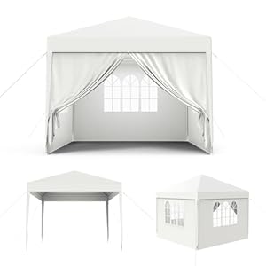 UISEBRT Paviljoen waterdicht – partytent tuinpaviljoen met 8 zijwanden camping feestpaviljoen voor tuin, feest, bruiloft