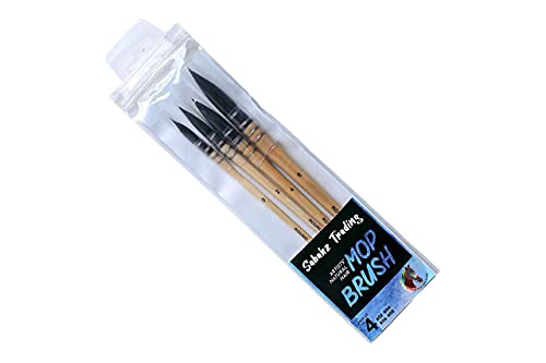 Image of Artists Natural Hair MOP Brush Set of 4 (0, 2, 4, 8)(Wood)