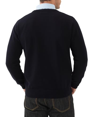 Kallspin Men's Crew Neck Sweater Pullover Regular Fit Pure Cotton Long Sleeve Lightweight Knit Casual Everyday Layering3