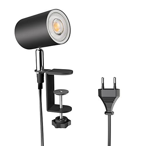 ledscom.de Klemmleuchte WAIKA, Schalter, schwarz matt, inkl. LED GU10 Lampe, 468lm warmweiß