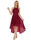 Wedtrend Abendkleid Kleid Rot Kurz Abendkleid Knielang Elegant Spitzen Kleid Damen WT0204 DarkRed M