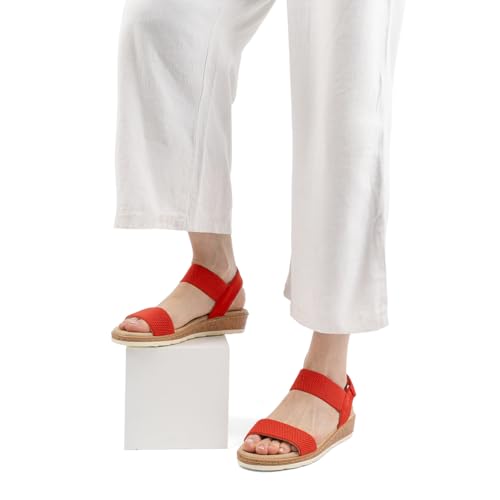 Image of VJH confort Women's Flat Sandals Open Toe Elastic Ankle Strap Slip on Comfy Low Wedge Sandals