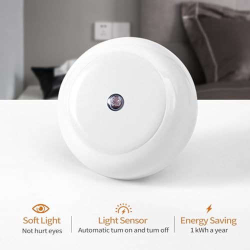 Image of Night Lights Plug into Wall 2 Pack, Plug in Night Light with Dusk-to-Dawn Light Sensor, 3000K Soft White 0.3W, LED Nightlight for Bathroom, Adult, Hallway(White)