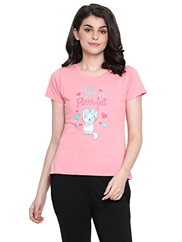 Image of Clovia Women's Cotton Print Me Pretty T-Shirt
