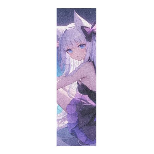 BCFHRGT Linda cinta de skate de anime White Girl a prueba de desgarros, para patinetas, cubierta de 83 x 22 cm, lija para patineta