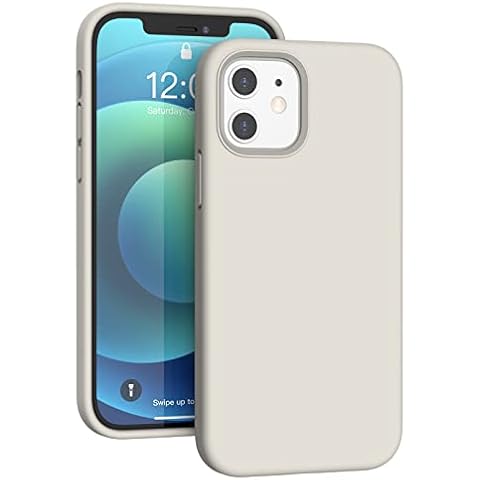K TOMOTO Liquid Silicone Case Compatible with iPhone 12/12 Pro 6.1 Inch, Gel Rubber Full Body Protection Cover with Microfiber Lining, Shockproof Protective Phone Case, Stone Cover