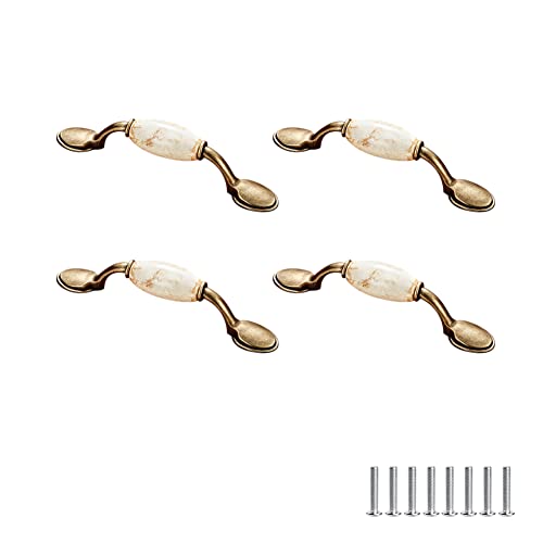SYDARSYN 4 Pieces Vintage Ceramic Cabinet Door Handles Furniture Drawer Handles Cupboard Pulls Handles Kitchen Cabinet Wardrobe Drawers Knobs Bars Handles 76mm