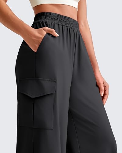 G4Free Lightweight Wide Leg Cargo Pants Women High Waisted Lounge Pants with 4 Pockets for Casual Travel Summer Fall2