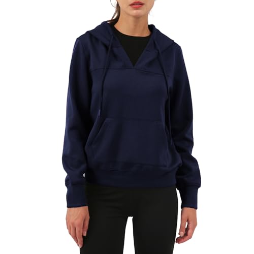 Pull à capuche col en V confortable pour masquer les imperfections et rester stylée