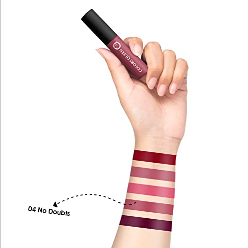 Image of Colors Queen Mellow Matte Lip Cream, Long Wear Liquid Matte Lipstick, Velvety Soft Finish, Weightless Formula, Long Lasting Lipstick for Women (04 - No Doubts)