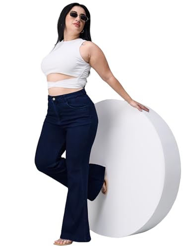 Image of Miss Chase A+ Women's Wide Leg High Rise Regular Length Stretchable Denim Jeans