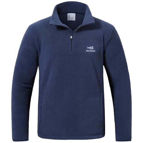 BASSDASH Men's Quarter Zip Jacket Mid Weight Polar Fleece Pullover Outdoor Warm Breathable Long Sleeve Sweatshirt2