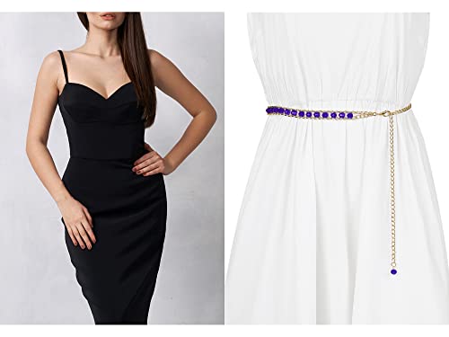 Waist Chain Belts, Metal Gold Rhinestone Crystal Body Chain Belt for Dress Jean 6