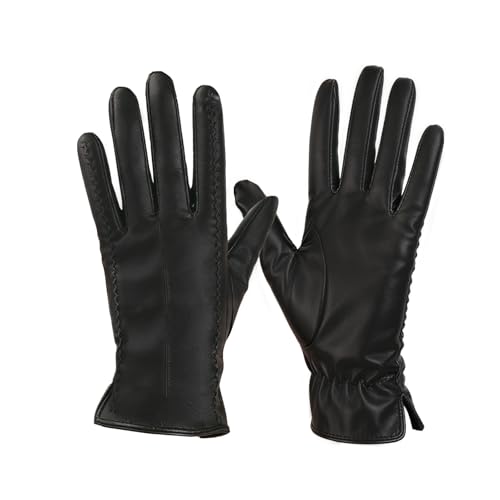 ZEMINRI Gants Femme Hiver Noir Gants Cuir Tactiles Femme PU Gant Cuir Thermique Chaud Fourrés Gant Chauffant Coupe Vent Épaisse Confortables Élégante pour...