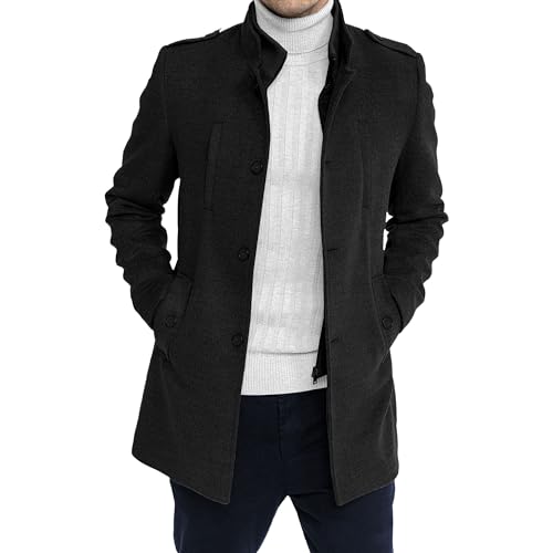 Manteau d'hiver homme en laine premium à coupe mi-longue ajustée