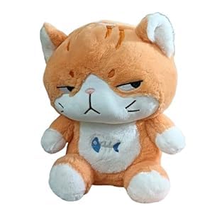 Image of Angry Cat Soft Toy Huggable Fish Kitty Teddy Bear Adorable Plush Toys for Kids & Babies Cuddly Animal Stuffed Toy Safe & Gifts for Toddlers, Boys & Girls (Angry cat 35cm