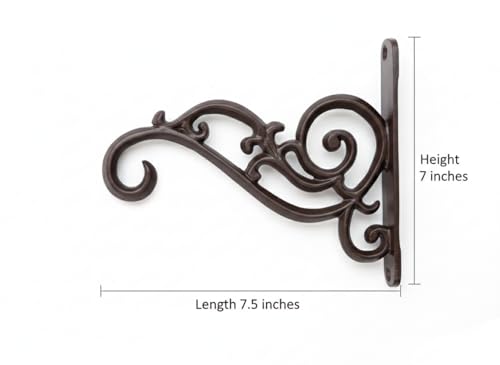 Image of GHAR DWAR Metal Wall Hook Hanging Plant Bracket Decorative Straight Plant Hanger for Pots, Bird Feeders, Planters, Lanterns, Macrame, Wind Chimes Indoor Outdoor (Pack of 4, Brown)