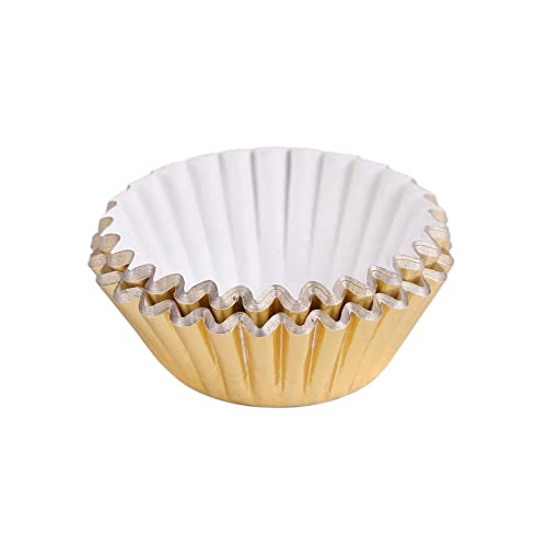 Miss Bakery's House® Mini moldes para magdalenas - papel - lámina - Ø 32 mm x 20 mm - dorado - 120 piezas - pastelería - confitería - para pastelitos y chocolates - tartaletas Cover