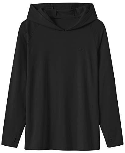 MoFiz Men's Active Hoddies Sports Tshirts&Tee Workout Long Sleeve Athletic Shirts Hooded Sweatshirts For Men Black Size M