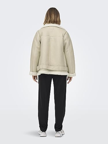 Image of ONLY Women Beige Solid Lapel Collar Parka Jacket