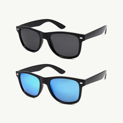 2Packs Classic Square Sunglasses For Women Men,UV400 Protection Sun Glasses for Driving,Travelling