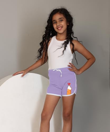 Image of KYDA KIDS Girls 100% Pure Cotton Printed Shorts | Regular Fit Soft Breathable Summer Wear | Multicolor Kids Shorts (Pack of 3)