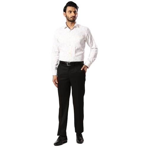 Image of Park Avenue Men's Poly Viscose Blend Structure Pattern Smart Fit Flat Front Formal Trouser