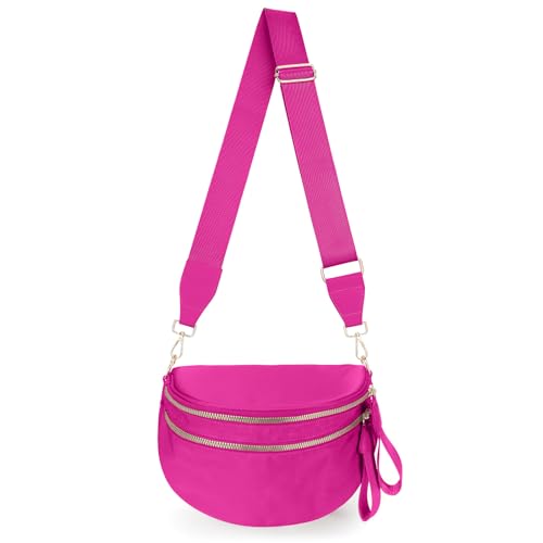 Image of Lushandy Bum Bag Checkered Crossbody Bag Mom Everyday Purse | Roomy Space, Wipe Clean, Wide Strap