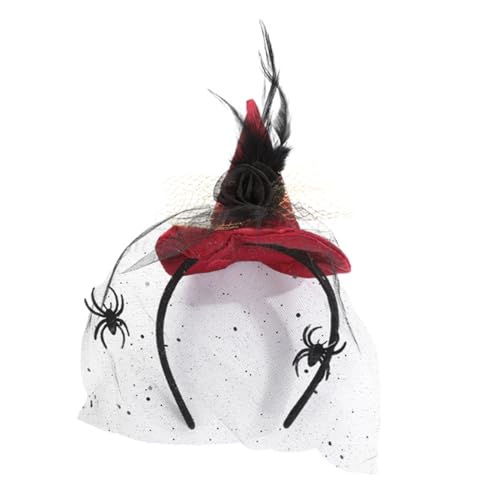OIXYEY Hexenkostüm Damen,Sexy Hexenhut Haarreif Mit Schleier, Federn, Schleife, Hexen Zubehör, Halloween Deko, Hexenkostüm, Halloween, Karneval,...