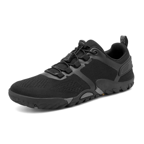 HUSKSWARE Barfußschuhe, Weit Zehenschuhe, Laufschuhe, Sportschuhe, geeignet für Fitness, Traillauf, Spaziergang, Schwarz 43 EU