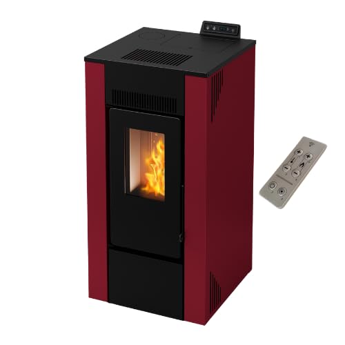 Stufa a Pellet ventilata Alida 9 Stagna 8,74 Kw Bordeaux 4 Stelle 83,70 m2 riscaldabili On Fire Line (Stufa + Telecomando)