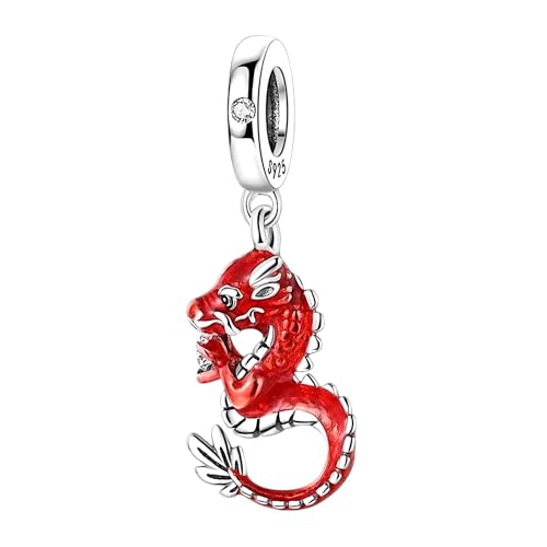 Asiatique Chine Japon Taiwan Dragon – Fête du Dragon – Carnaval, Nouvel An, danse, célébration, fête – Charm en argent sterling 925 – Bracelet à breloques Pendentif Bijoux Accessoires