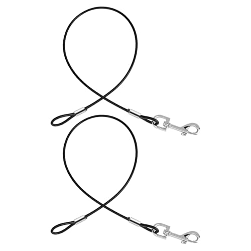 JJUNW 2 Stück Hausleine für Hunde, Hundeleine Chew Proof, Bissfeste Hundeleine Verlängerungsseil, Hundekette für Welpen Kleine Mittelgroße Große Hunde Joggen und Spazierengehen (67cm, Schwarz)