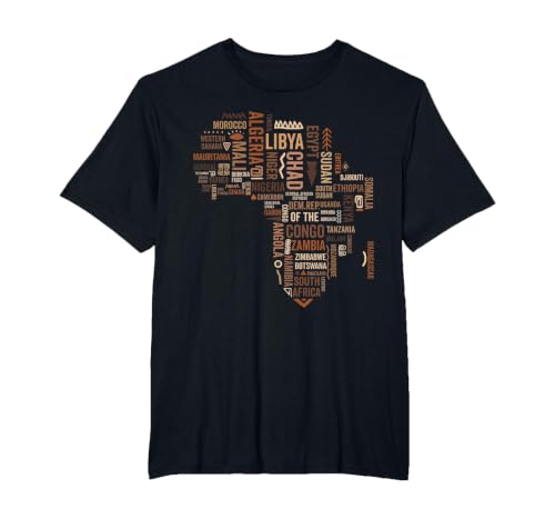 Africa Map Countries Black History Pride African American T-Shirt, Men's Big and Tall, Black, 6X Tall