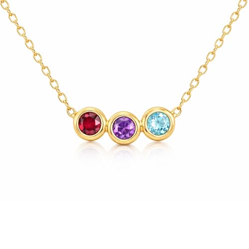 Family Birthstone Necklace for Women Custom Sterling Silver Pendant Jewelry Mom Grandma Necklace with Birthstone Personalized Mother’s Day Gifts