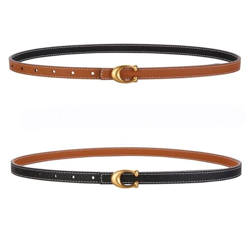 Sided Belt Women's Versatile Decoration Cowhide Thin Belt Matching with Suit Dress Waistband and Belt(Multi-Colored-1)