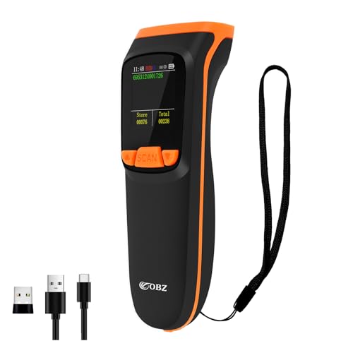 Scanner de codes-barres Bluetooth portable lecteur QR code 1D 2D écran LCD sans fil