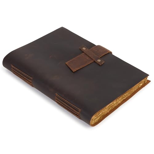Cahier en cuir vintage grand format 30x21 cm parfait pour l'art et le design