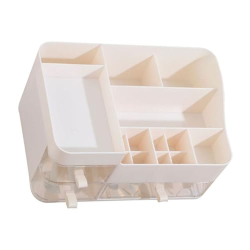 Beaupretty 化粧品収納ボックス 化粧オーガナイザーカウンタートップ メイクアップオーガナイザー 収納引き出し リモコンオーガナイザー 口紅ブラシホルダー 化粧台 雑貨収納 プラスチック 白い