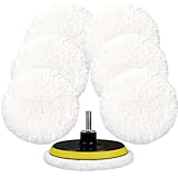 Wool Polishing Buffing Pad with Hook & Loop Backing with M14 Drill Adapter for for Car Polishing, Buffing and Cutting,100% Natural Wool (150mm) Polishing & Buffing 8Pcs 6 Inch
