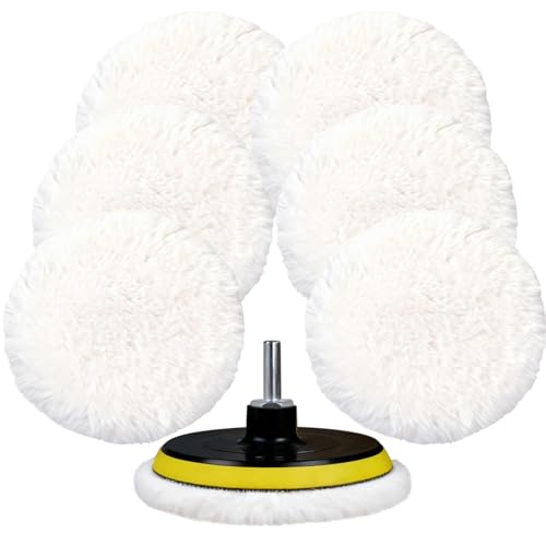 Wool Polishing Buffing Pad with Hook & Loop Backing with M14 Drill Adapter for for Car Polishing