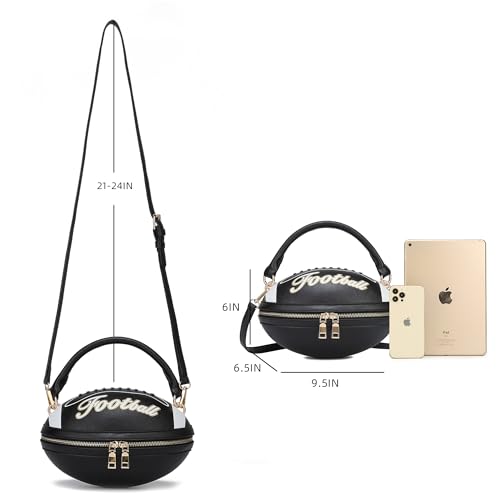 Football Shaped Top Handle Shoulder Bag, Faux Leather, Brown4