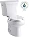 KOHLER K-3987-0 Wellworth Two-Piece Round-Front Dual-Flush Toilet with Class Five Flush System and Left-Hand Trip Lever, White