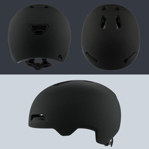 Alpina HAARLEM - Robuster, sicherer und individuell anpassbarer & Leichter Urban Fahrradhelm für Erwachsene - Black matt - 57-62 cm – Ansicht 4