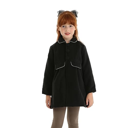 LittleSpring Little Girls Dress Coat Faux Wool Slim-Fit Peacoat4